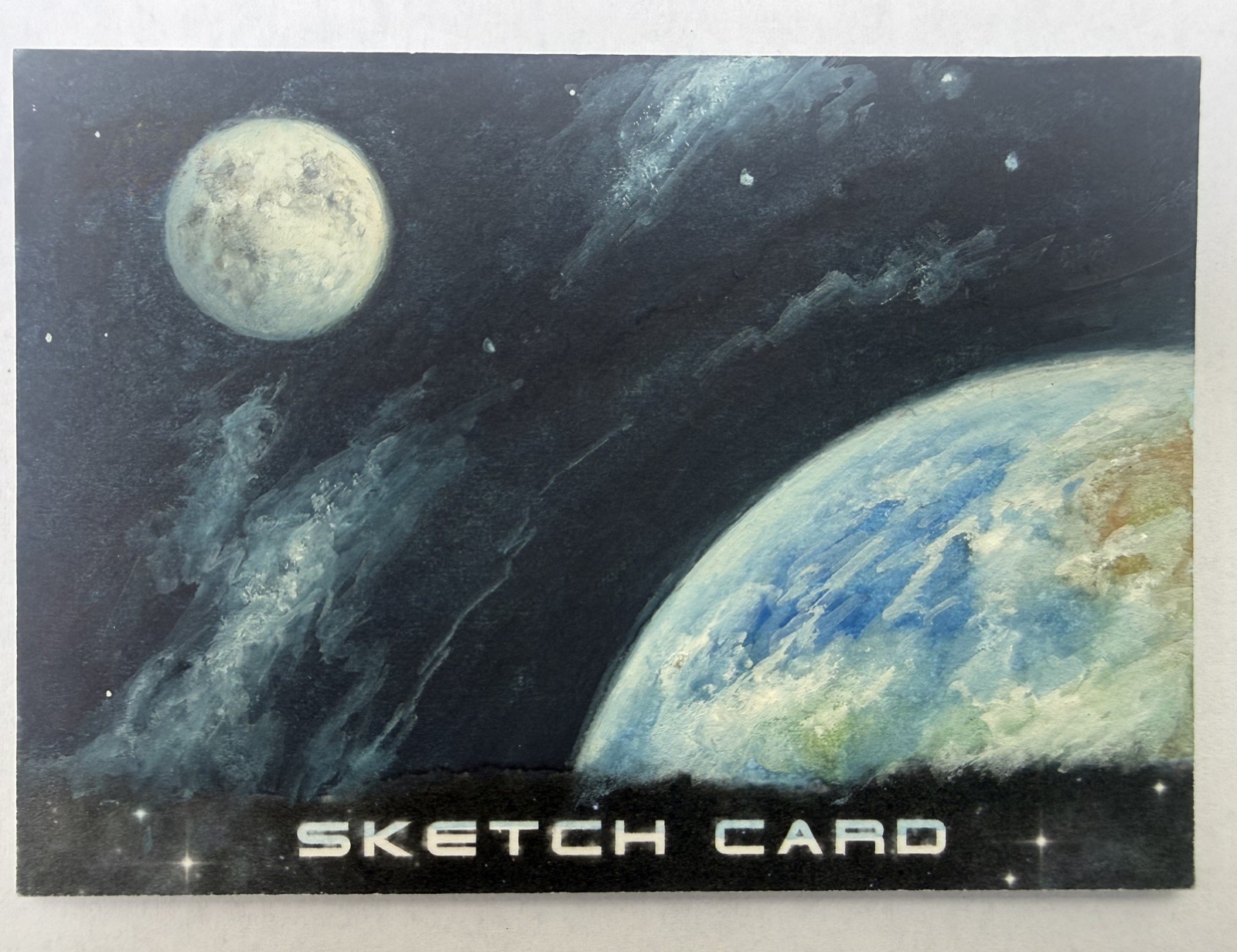 2020 Upper Deck Cosmic Sketch Cards by Ian Quintana \'Earth and Moon\'
