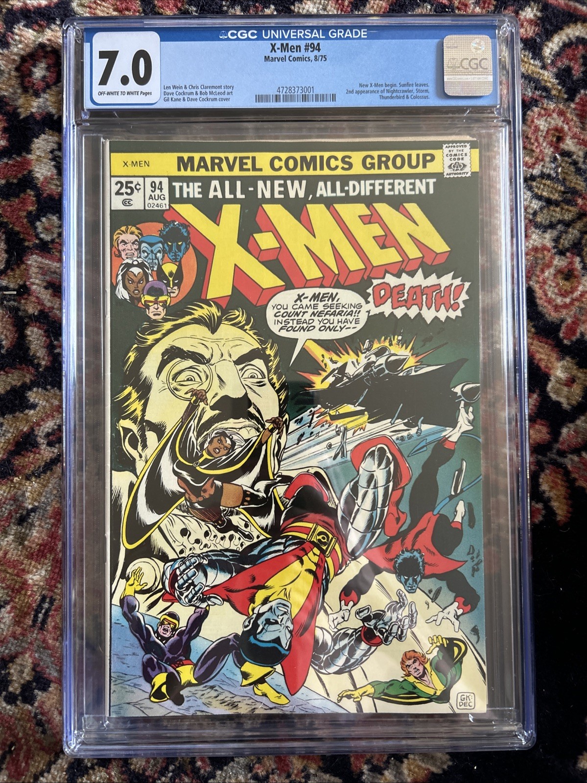 X-MEN #94 CGC 7.0  WHITE PAGES  NEW X-MEN BEGINS 1975 BRONZE AGE