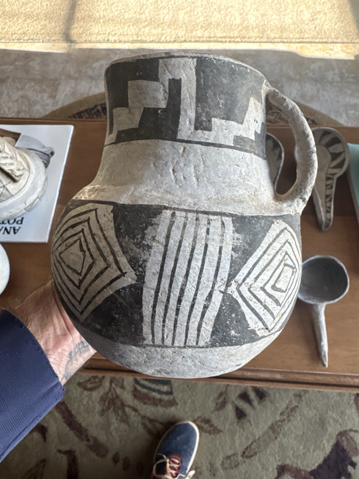 Prehistoric Anasazi Tularosa Black on White Pottery  Pitcher Sell As Is (17)