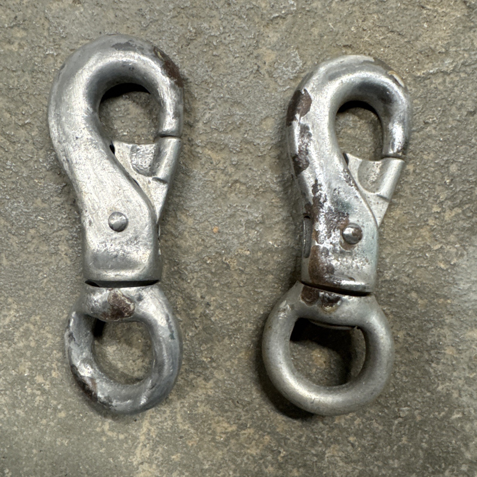 Pair Vintage 5” Swivel Eye Bull Snap Hook