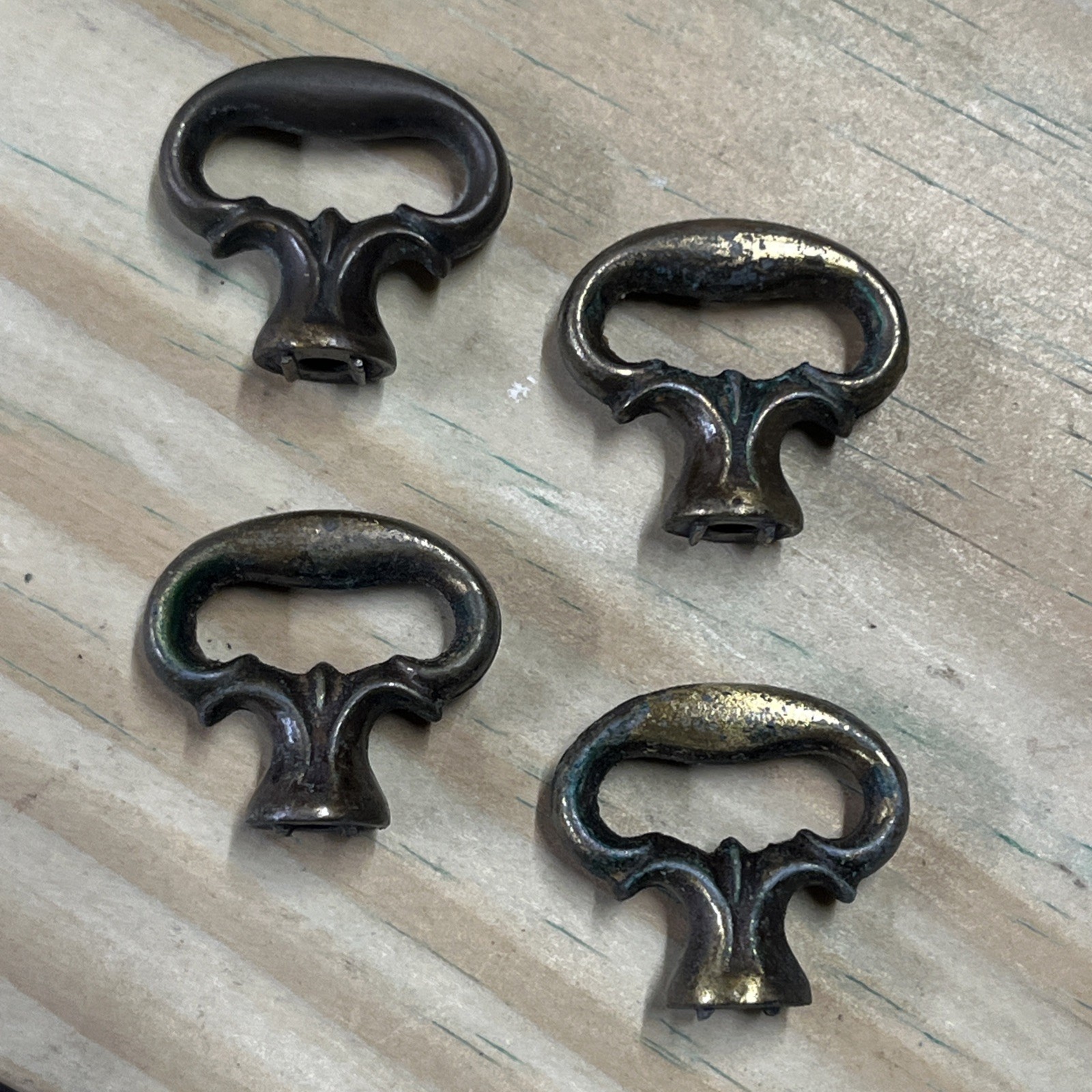 Antique Brass Mock Key Knob Set of 4 + New Screws Antique Brass Mock Key Knob Set of 4 + New Screws