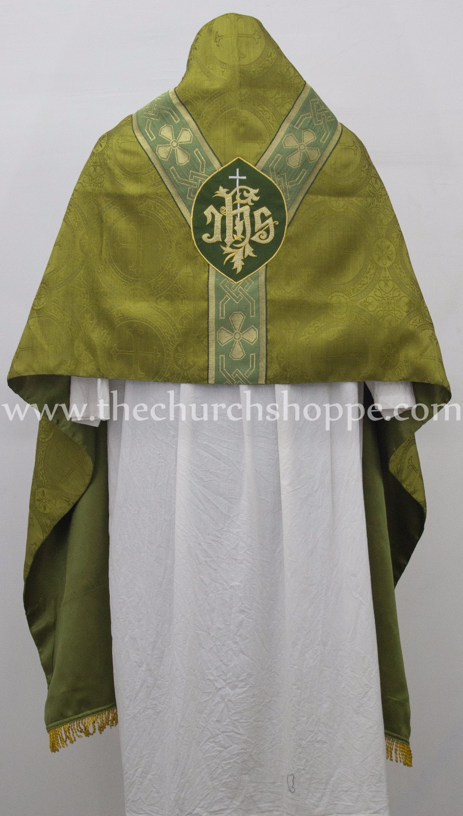 NEW Olive Green Humeral Veil with IHS embroidery,voile huméral,velo omerale