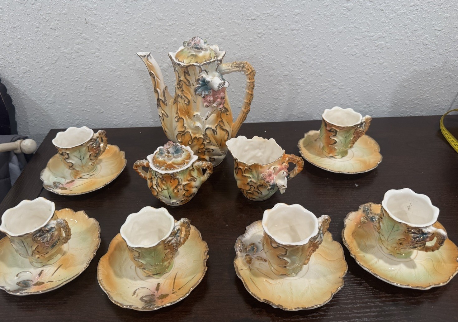 Betson Capodemonti Style hand painted Tea Set 6 Cups & Saucers
