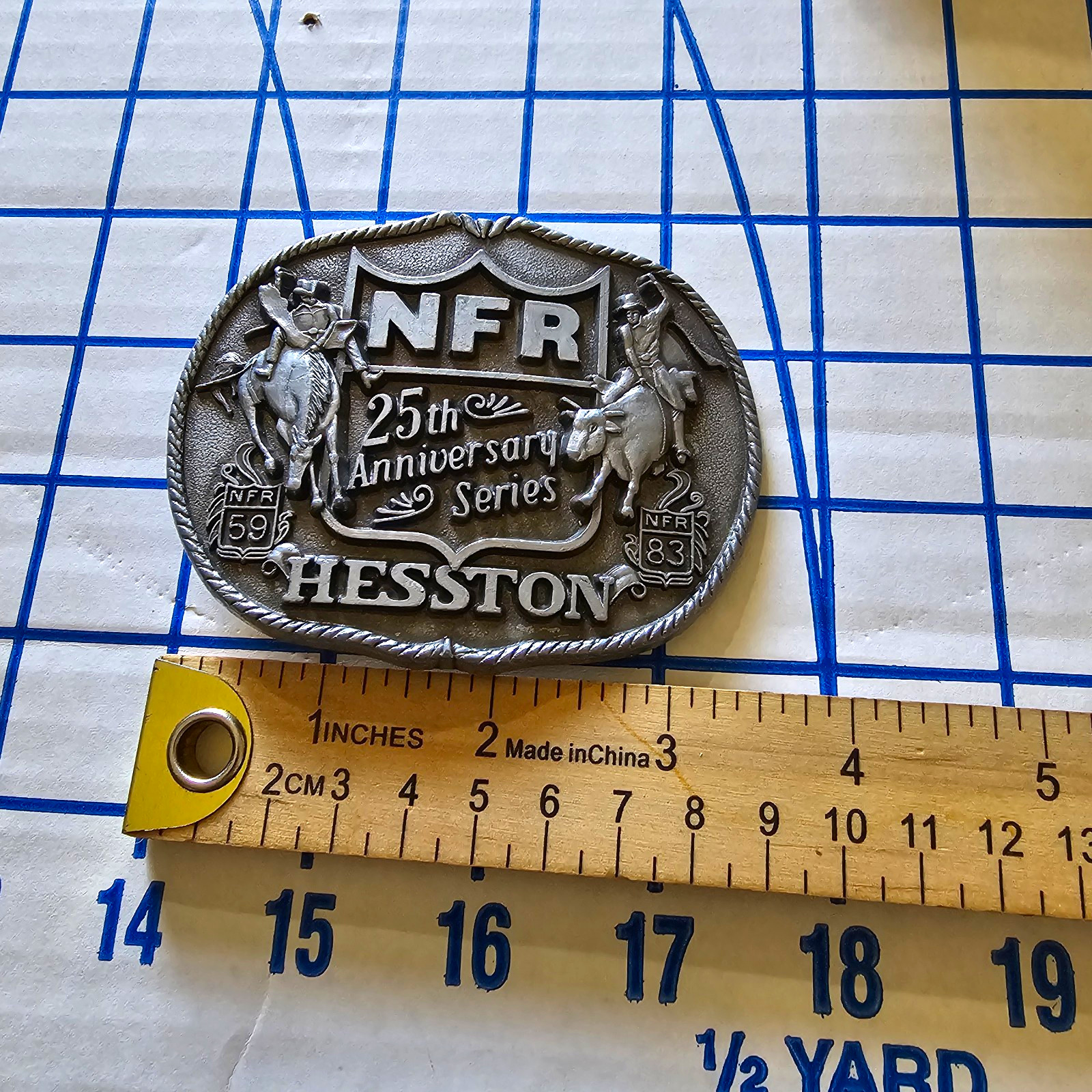 Vintage 1983 Hesston NFR Belt Buckle 25th Anniversary National Finals Rodeo