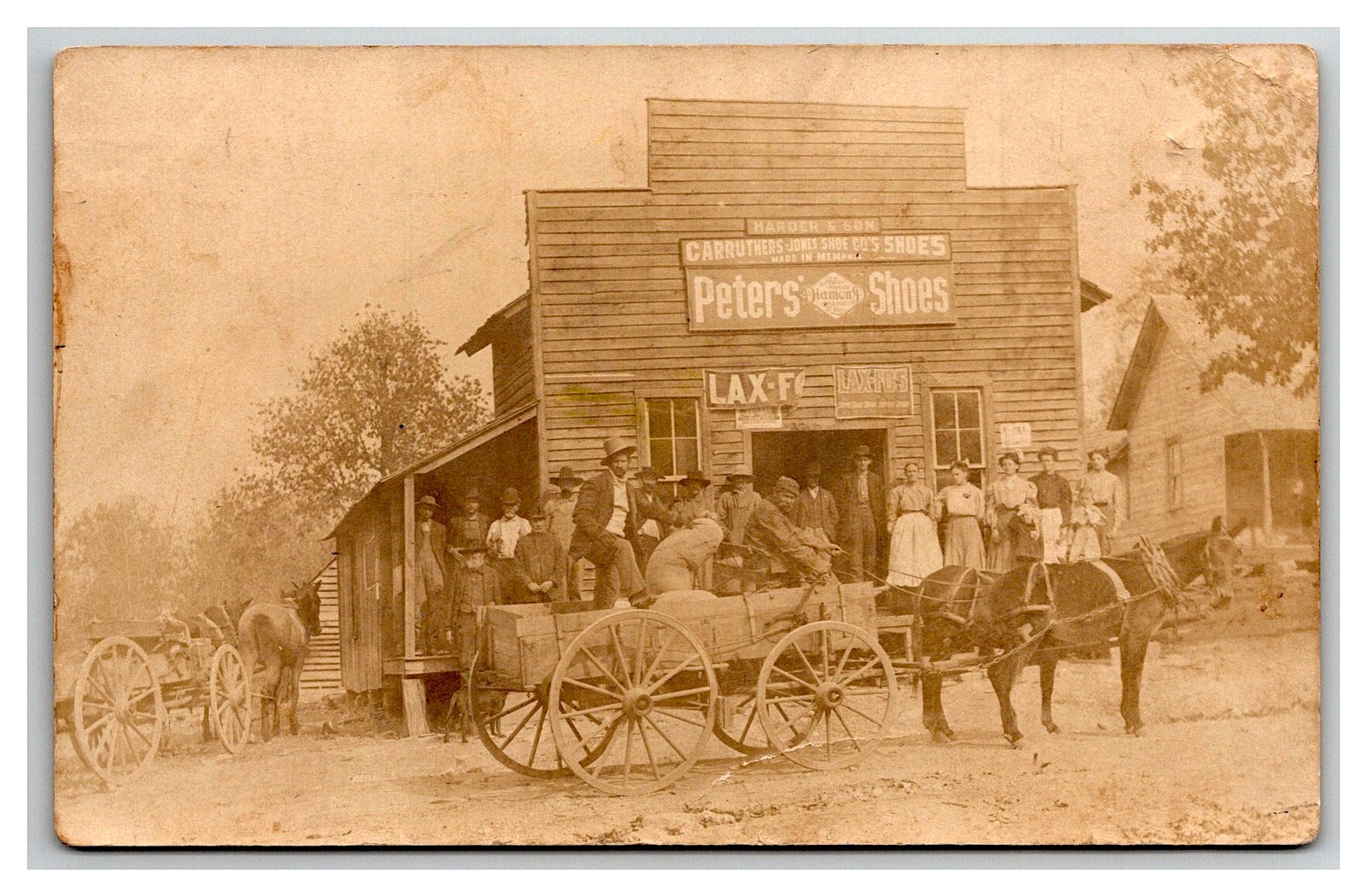 RPPC ~ Ozarks shoe store & delivery wagon ~ Many springs by Alton MO