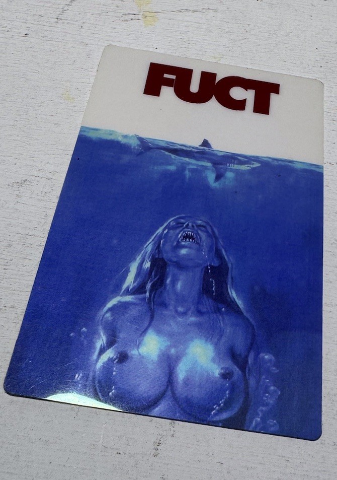 vtg 1990s Fuct Clothing skateboard Streetwear sticker Jaws Original Never Used