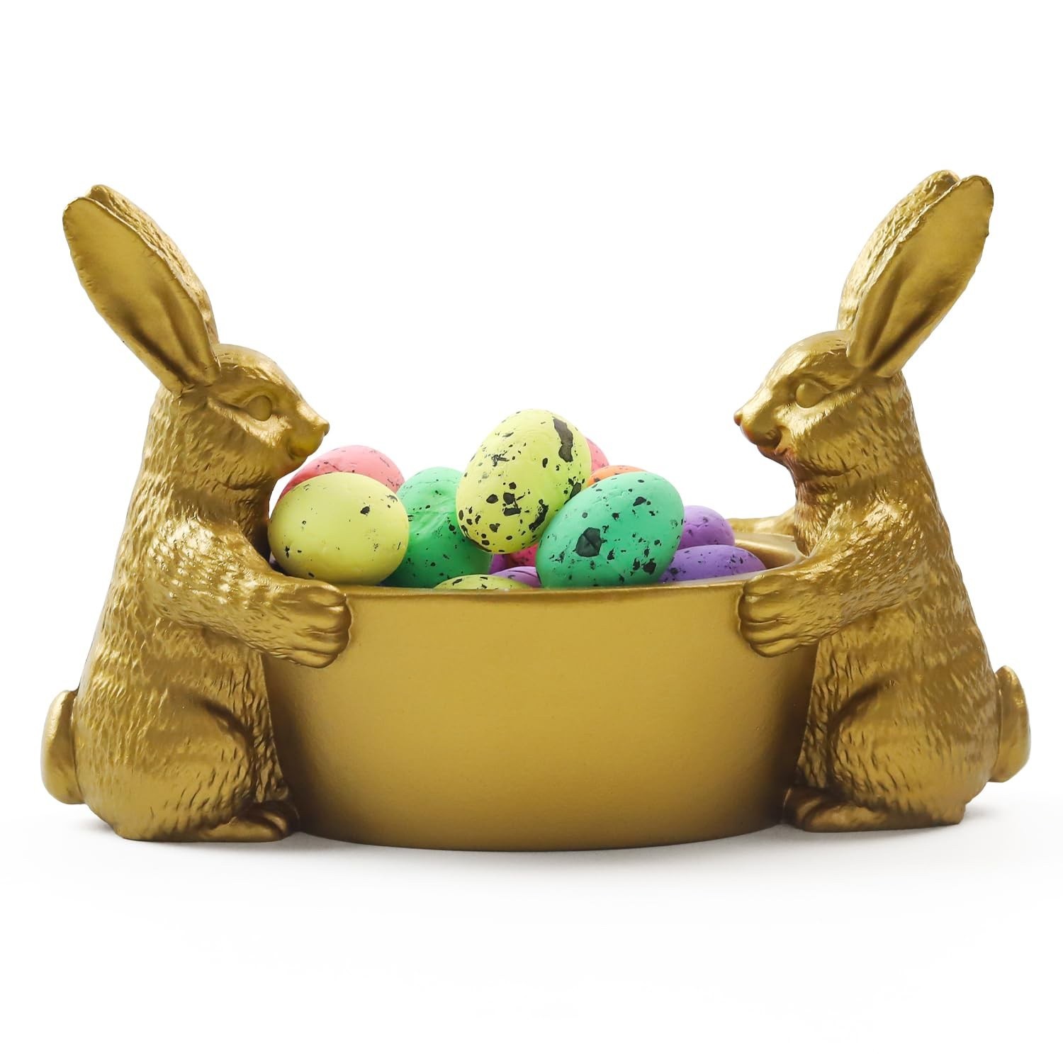 Easter Decor Candy Dish Golden Rabbit Bunny Figurines Table Display Egg Holder Easter Decor Candy Dish Golden Rabbit Bunny Figurines Table Display Egg Holder