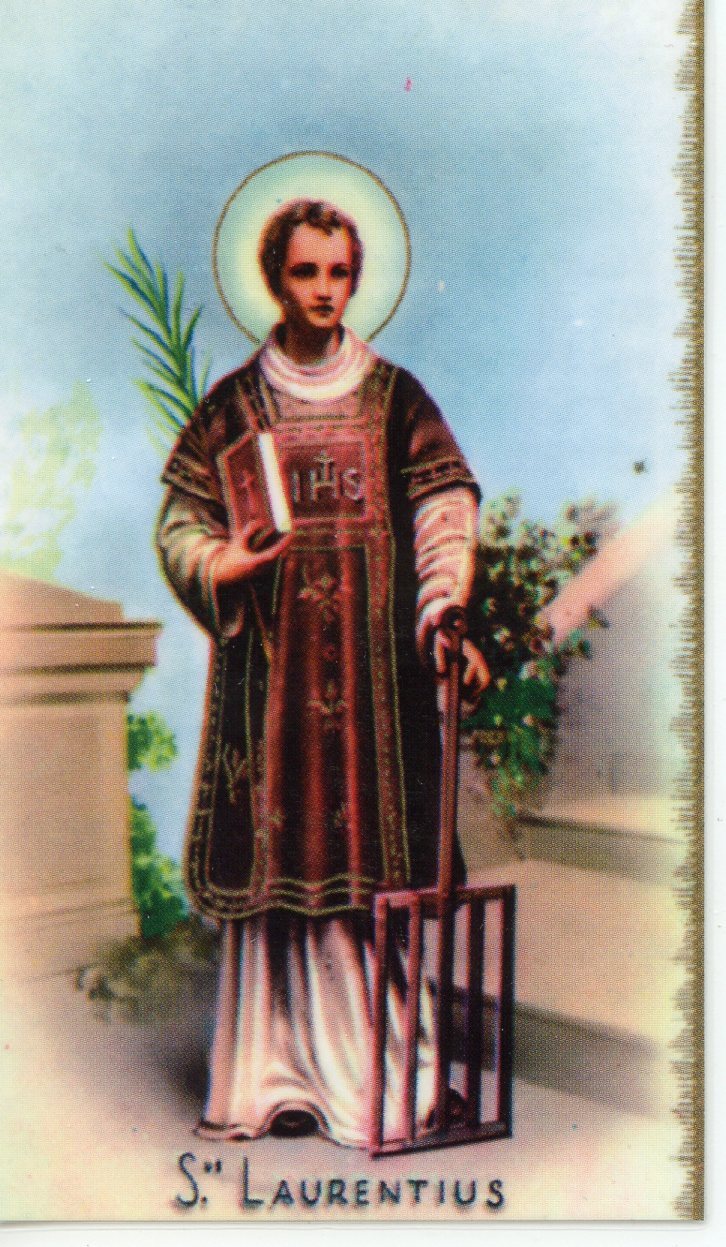 ST. LAWRENCE- Laminated  Holy Card QUANTITY 25 CARDS