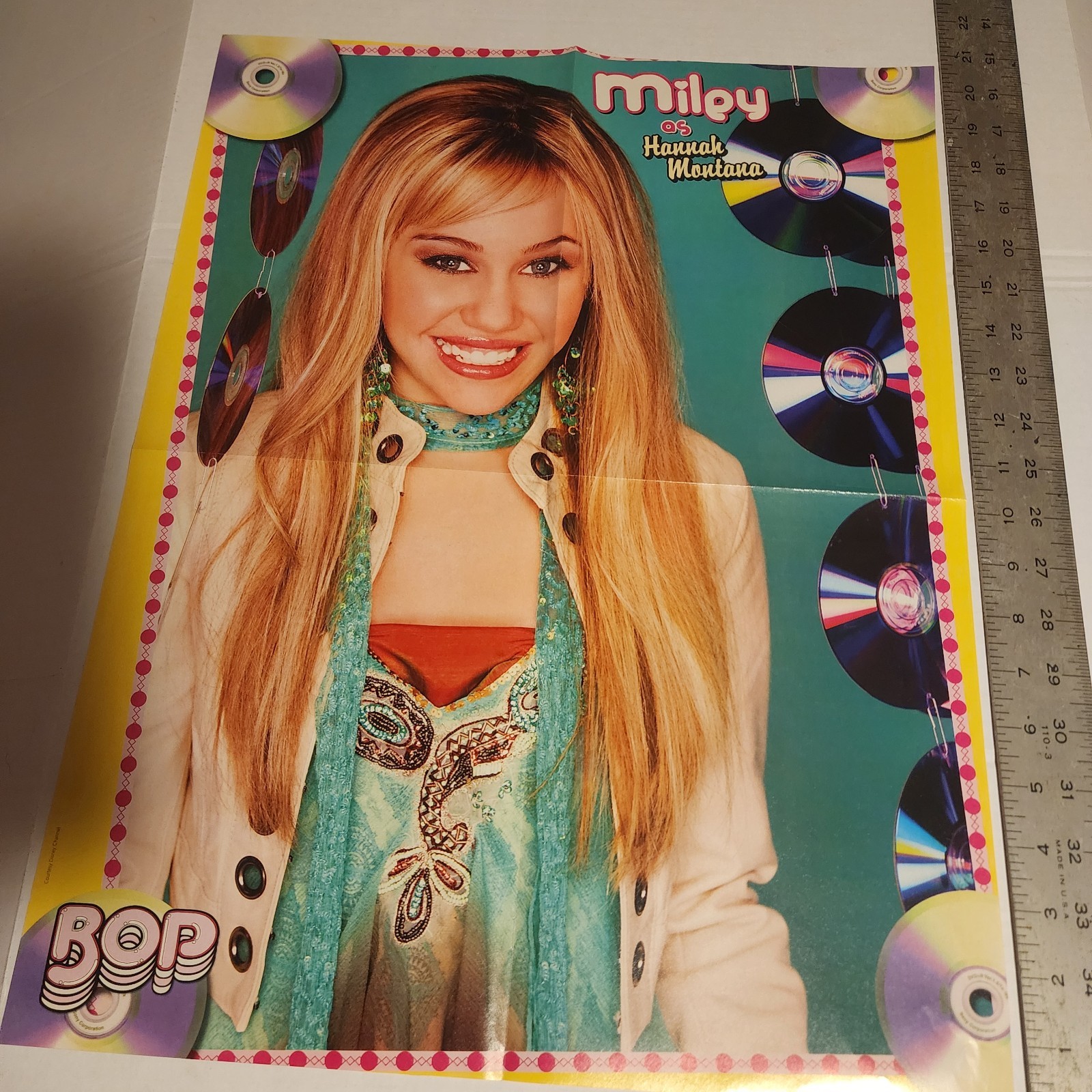 One~Fold Out Poster~Double Sided-Miley as Hannah Montana & Mitchell Musso Bop'07