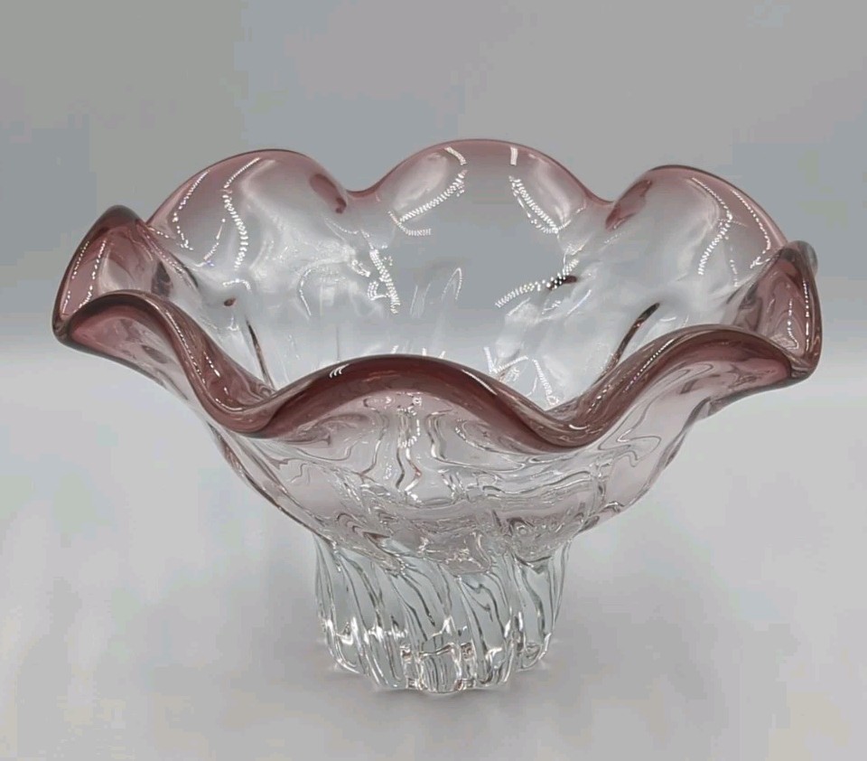 Shannon Crystal By Godinger Freeform Collection Amethyst Bowl Made In Poland 
