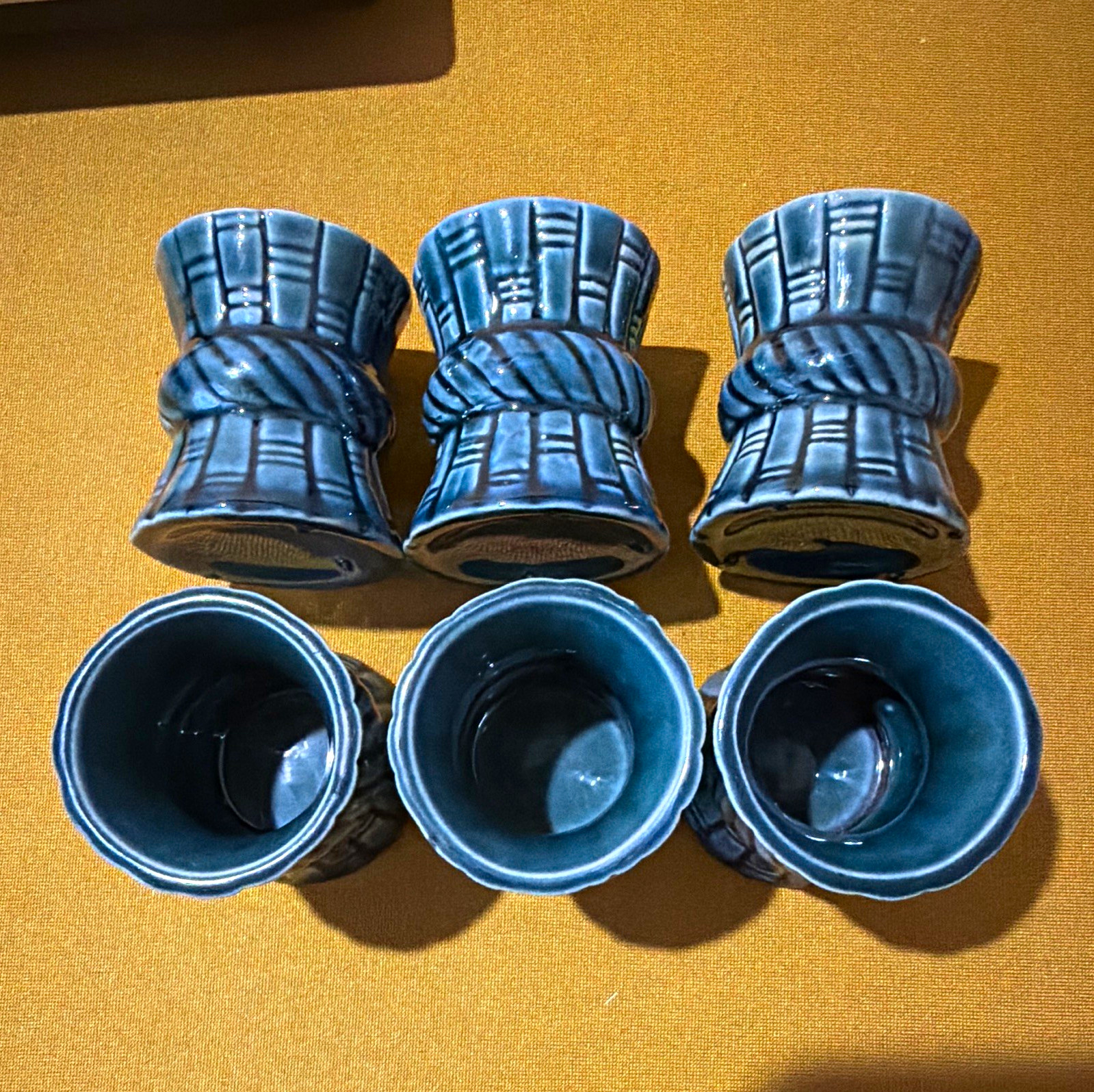 6pc Blue Ceramic/Porcelain Embossed Rope Shot Glass Set, 2 fl oz, 2 in 6pc Blue Ceramic/Porcelain Embossed Rope Shot Glass Set, 2 fl oz, 2 in