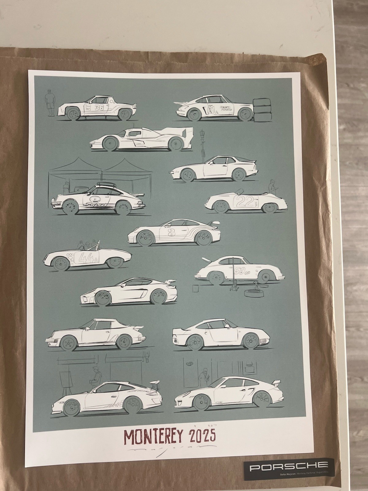 2 Porsche Model Historic Monterey 2025 Poster 911 963 964 912 959 - 12x16