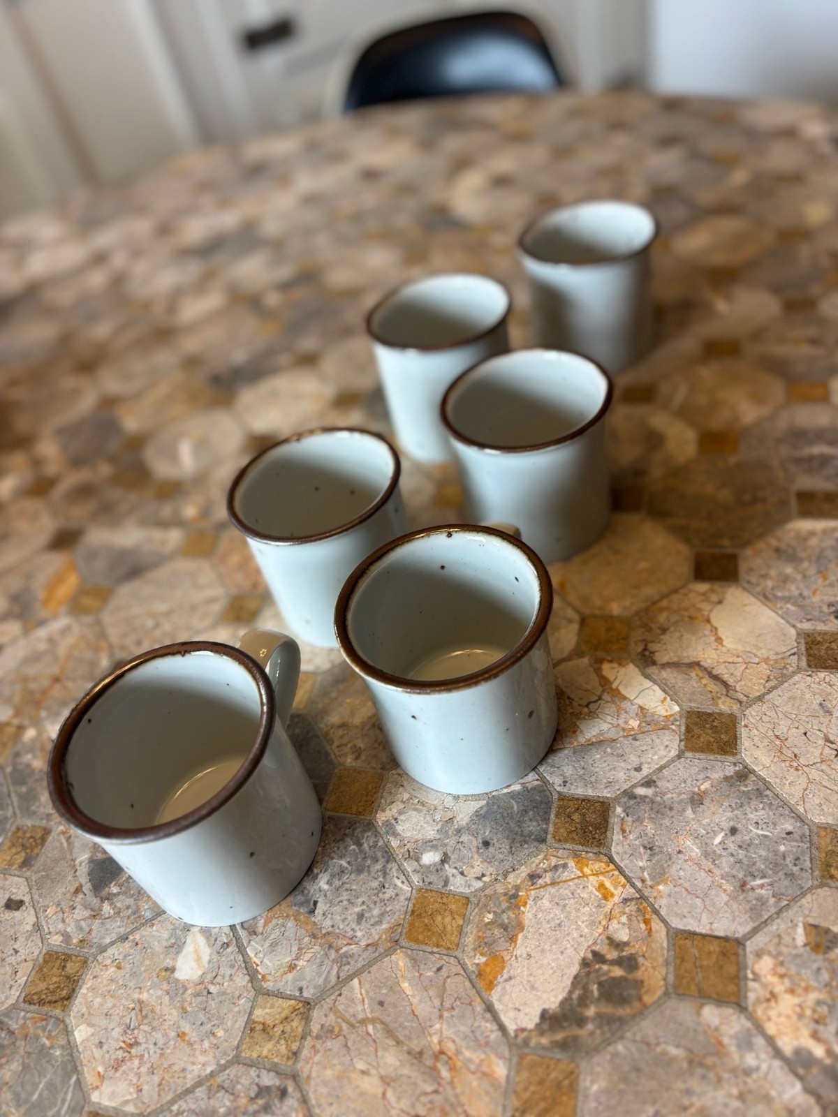 Vintage Dansk Niels Refsgaard Brown Mist Stoneware Cups, Set of 6 - Denmark MCM