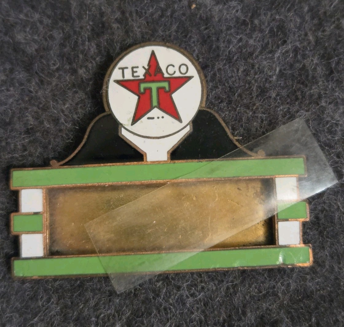 Vintage 1930s-1940s Texaco Gas Station Attendant Enamel Name Badge Pin 