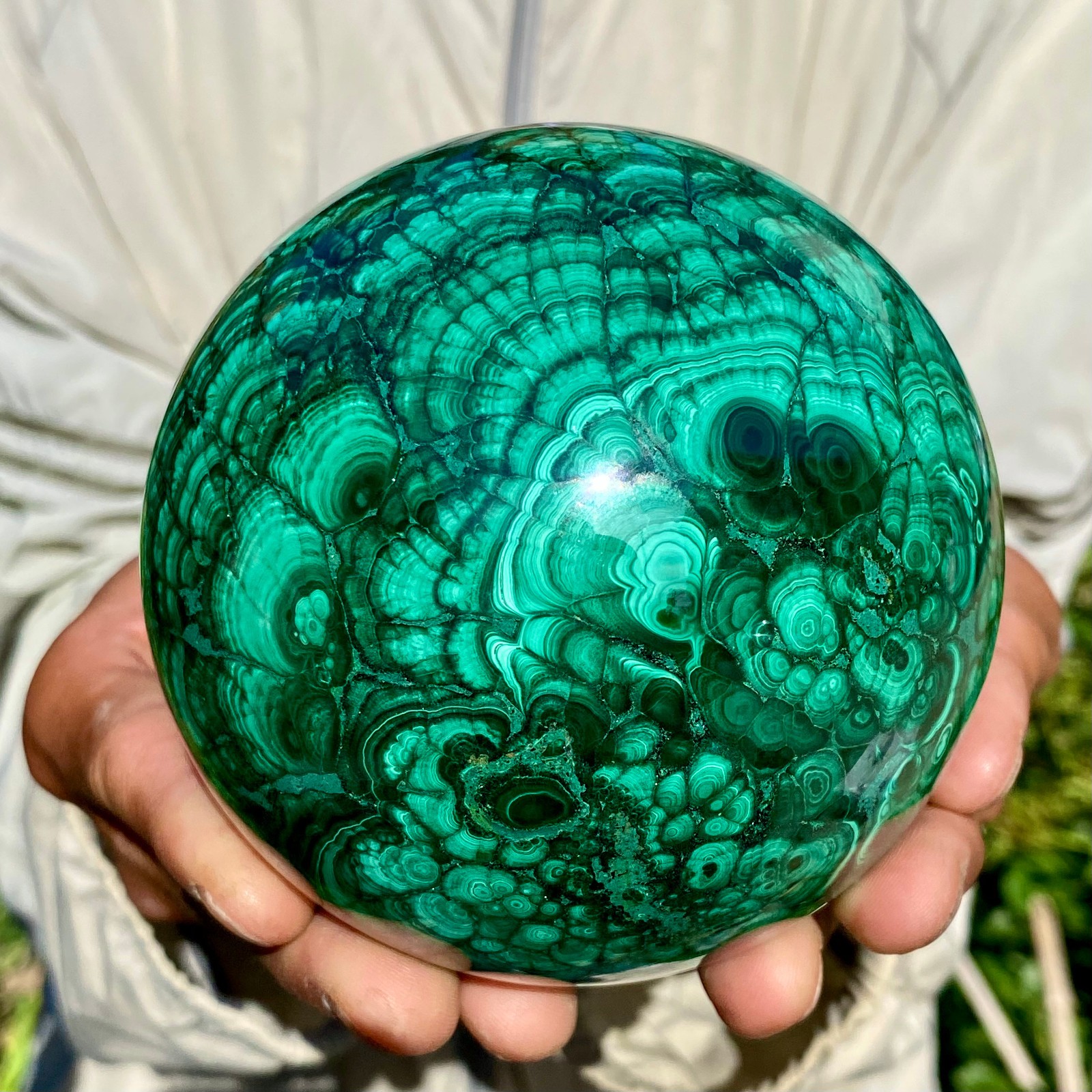 4.34LB Rare Natural Malachite quartz hand Carved sphere Crystal Healing Gem ball