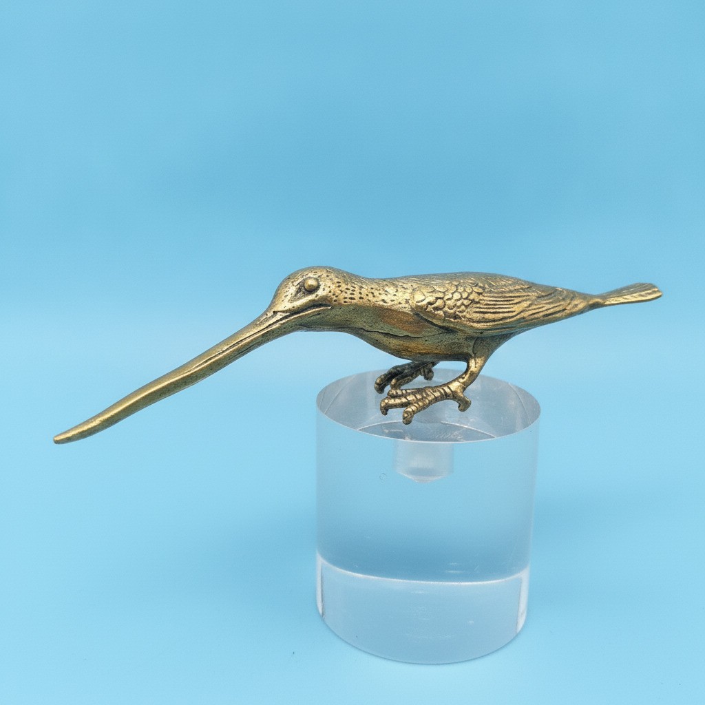 Brass Long-billed Bird Figurine with Long Beak