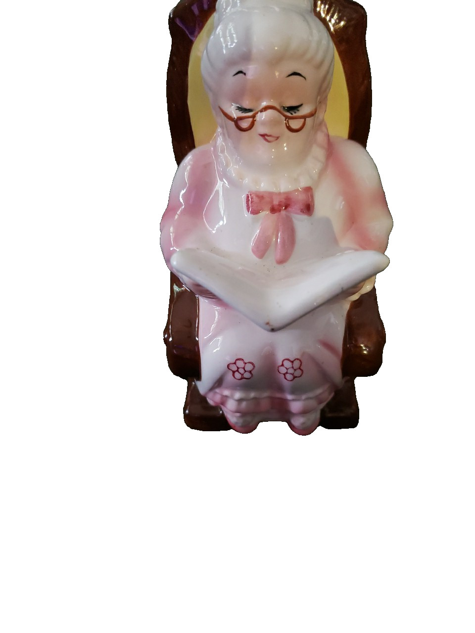 Vintage Lefton Ceramic Retirement Fund Bank Granny Rocking Chair
