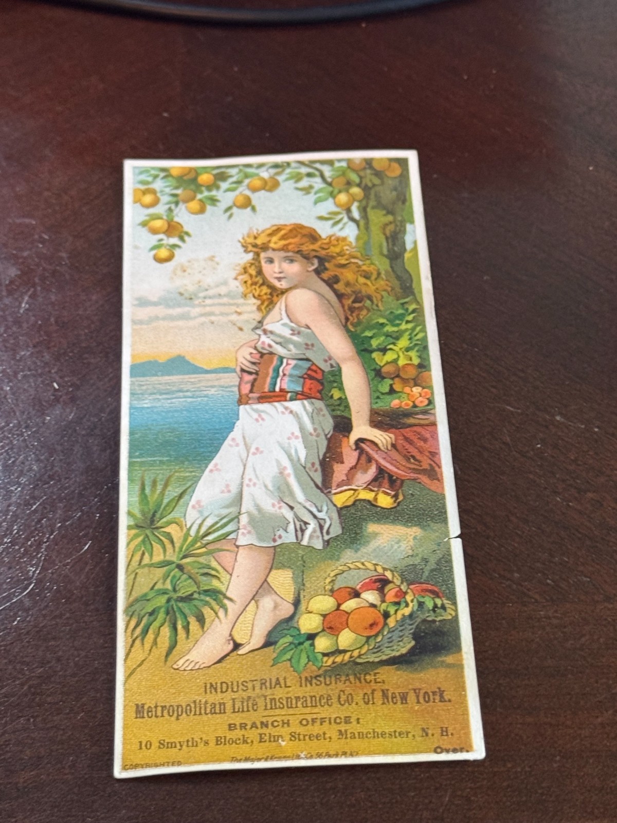 B-113 Victorian Trade Card, Metropolitan Life Insurance Manchester N.H.