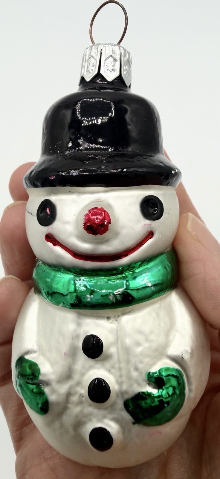 Vintage Glass Snowman Ornament European Style Poland Germany Czech 4”