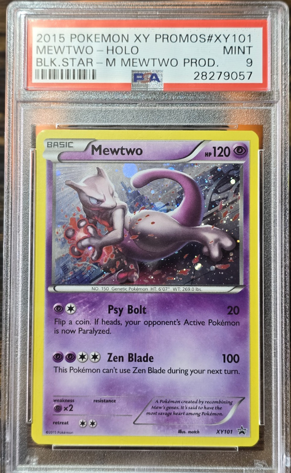 2015 Pokémon XY Promos Mewtwo XY101 Holo Black Star Promo PSA 9 *LOW POP* 2015 Pokémon XY Promos Mewtwo XY101 Holo Black Star Promo PSA 9 *LOW POP*