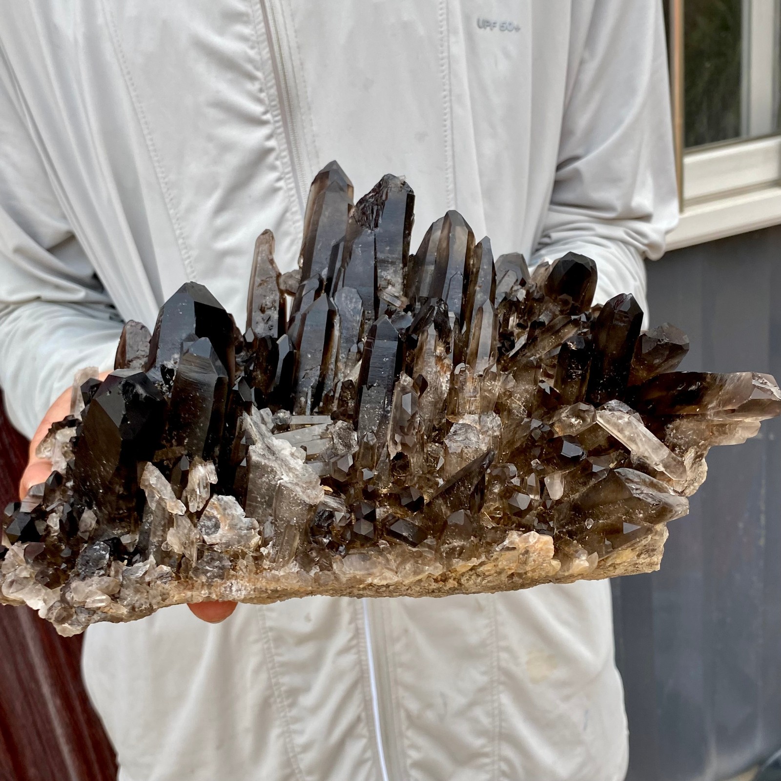 8.15LB Natural Black Smoky Quartz Crystal Cluster Raw Mineral Specimen