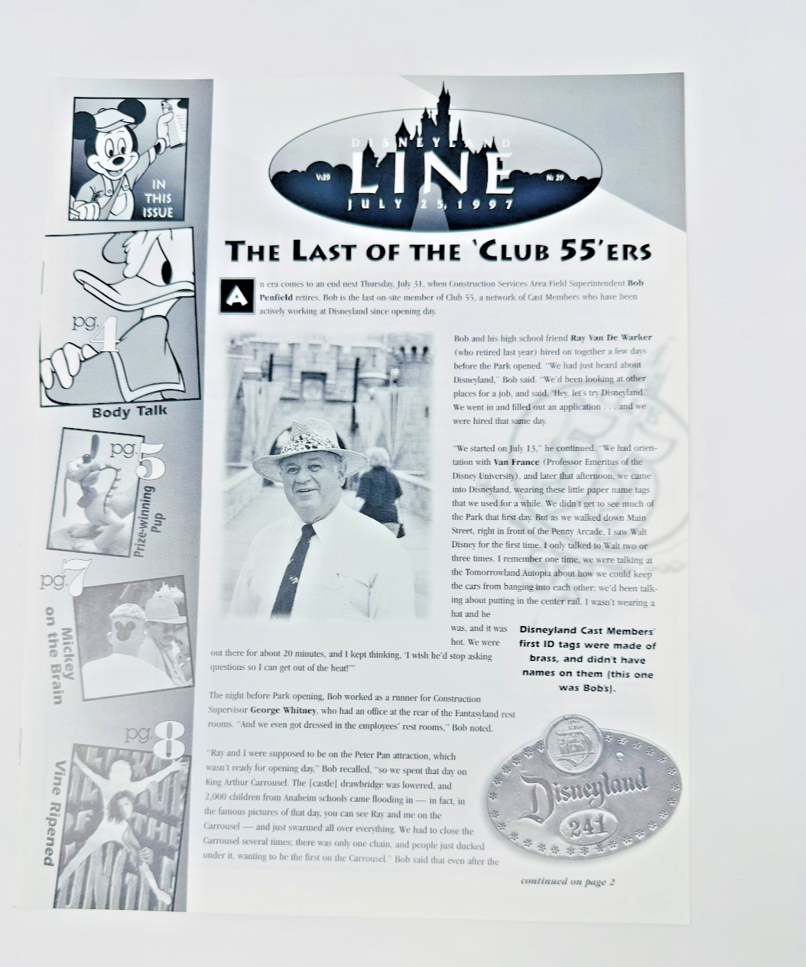 Disneyland Line Vol. 29 #29 July 25, 1997 Cast Member News Bob Penfield