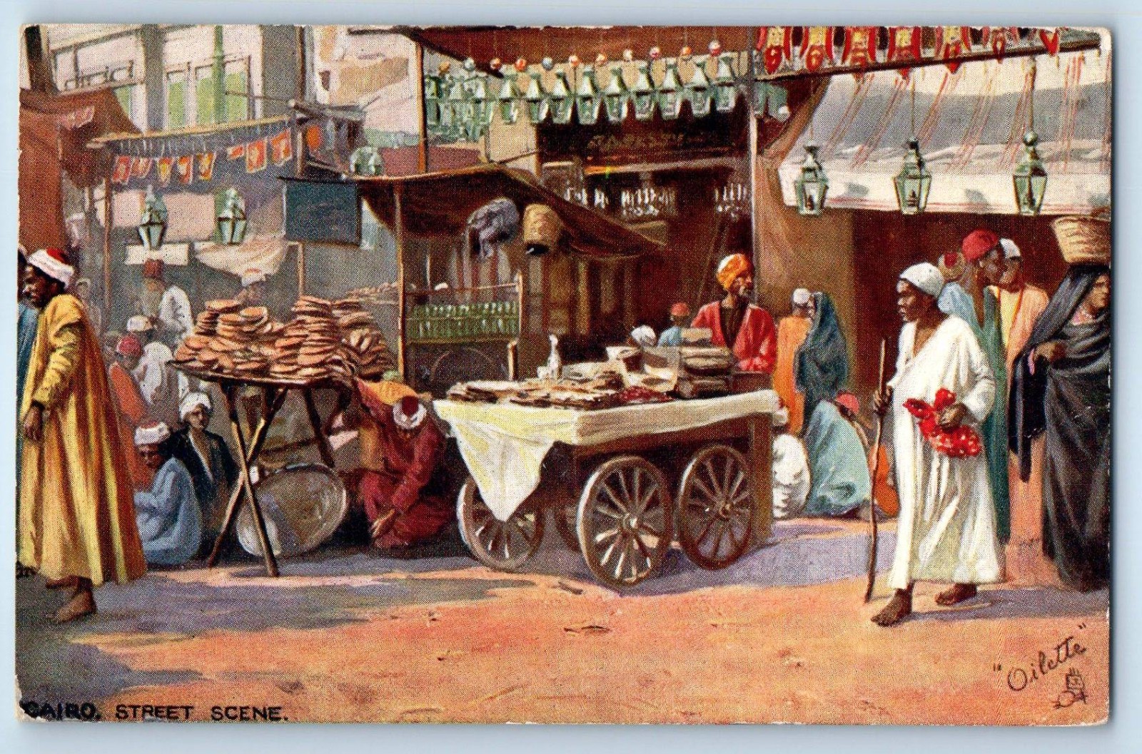 c1910's Cairo Egypt Cairo Street Scene Oilette Tuck Unposted Antique Postcard