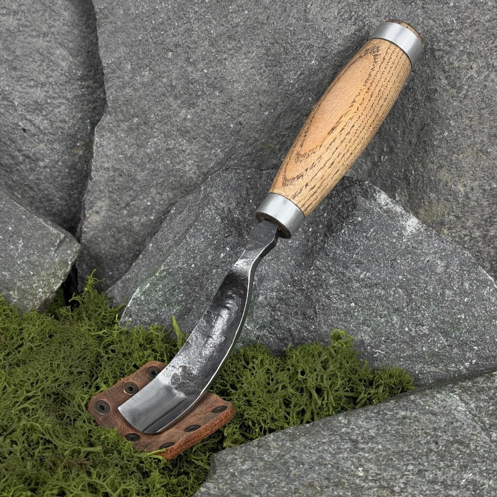 Bent Gouge Hand Forged 52100 Carbon Steel Wood Carving Chisel Ash Wood Handle