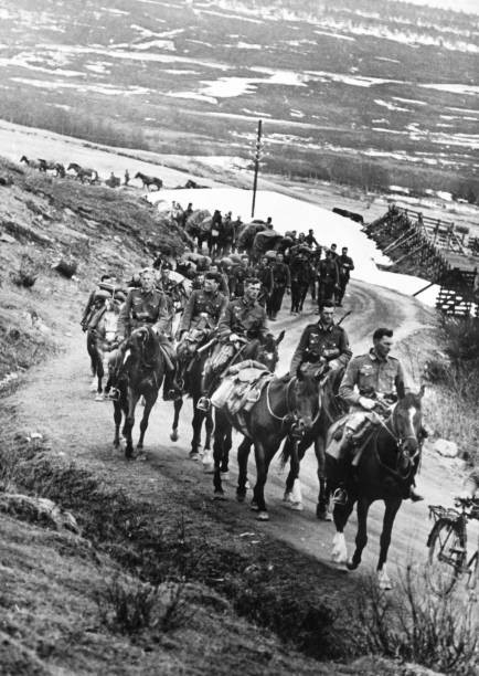 Norway German Infantry Column In 1941 Historic Old Photo