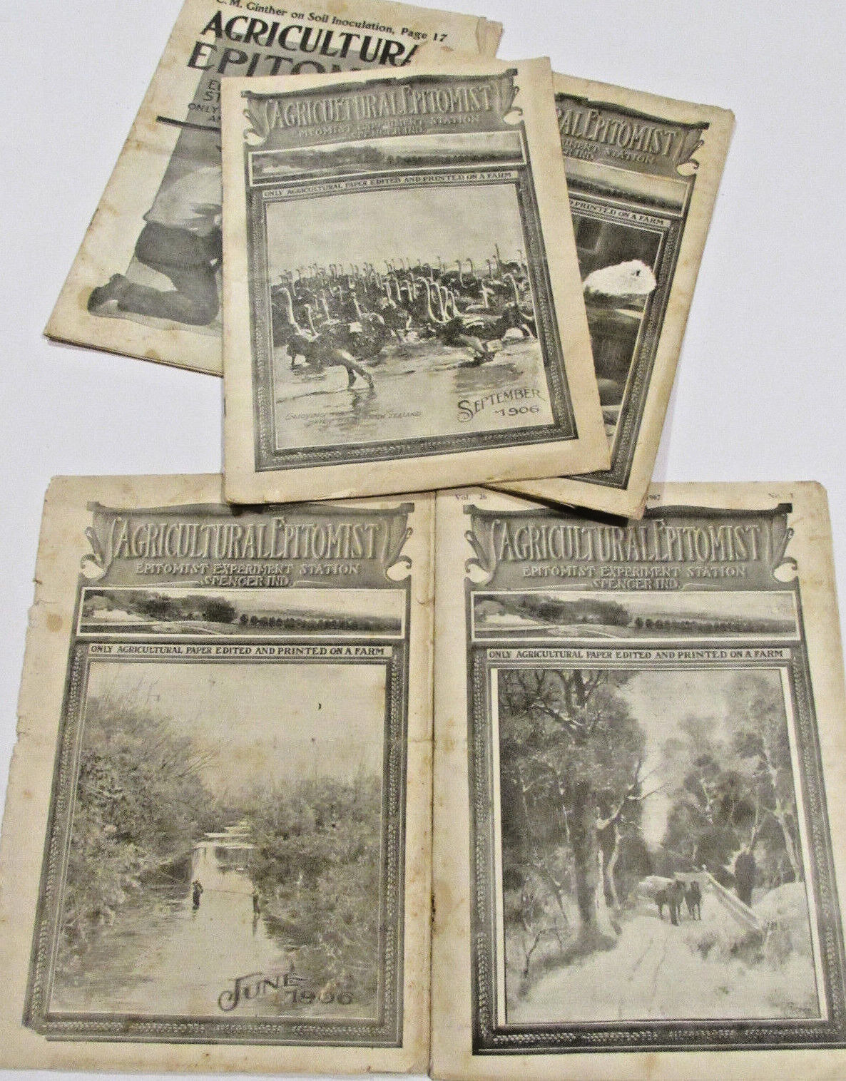 5 VTG 1906-07 'AGRICULTURAL EPITOMIST' MAGAZINES ONLY PAPER PRINTED ON A FARM