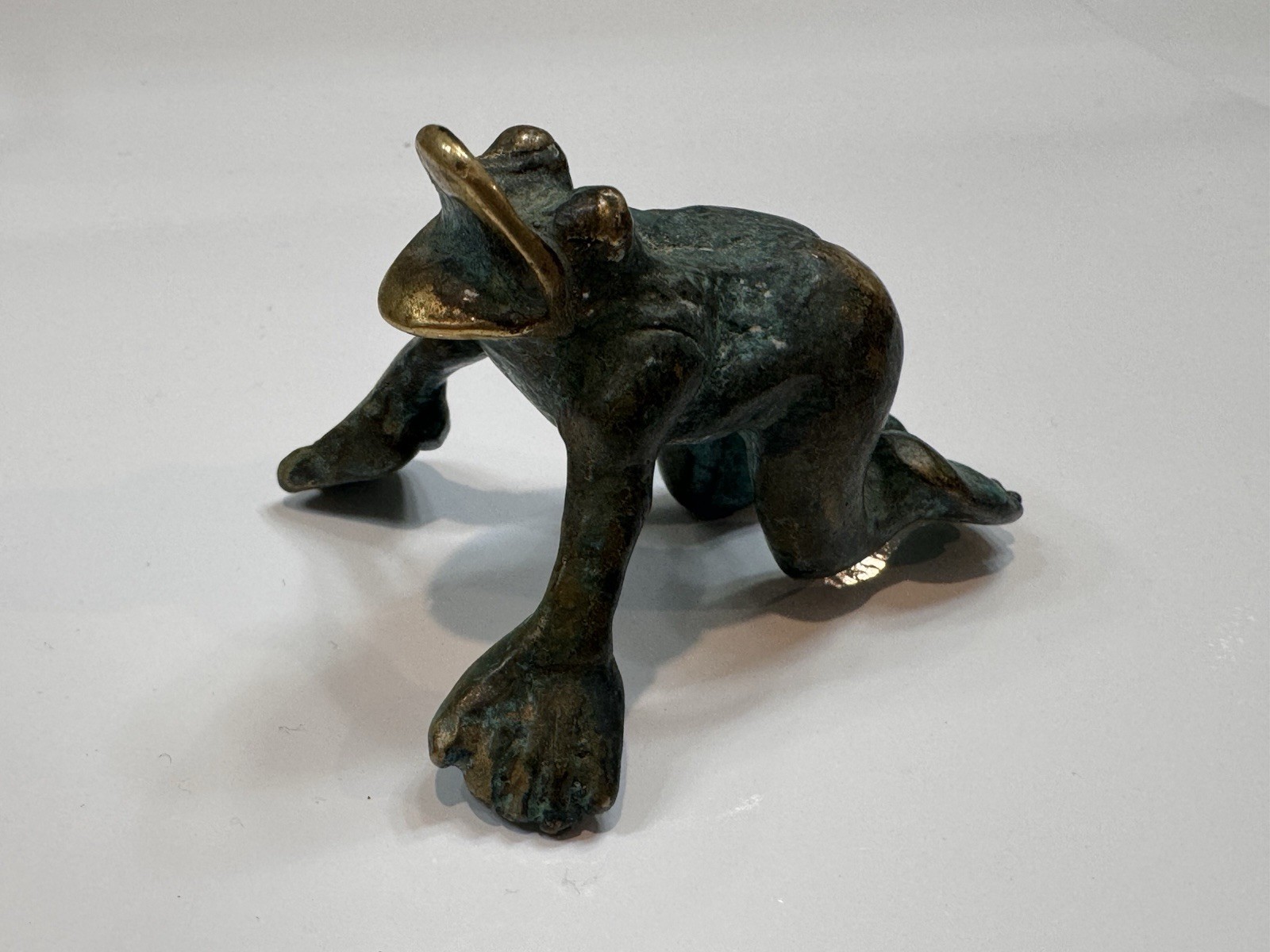 Vintage BRONZE FROG FIGURINE PATINA FINISH HEAVY Vintage BRONZE FROG FIGURINE PATINA FINISH HEAVY