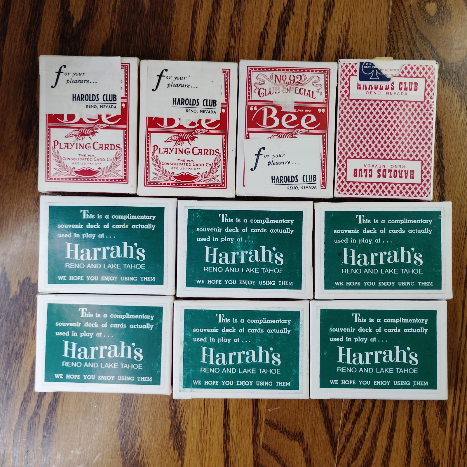 Vtg 60s/70s Bee Casino Card Decks Mixed Lot of 10 Harrah\'s Harold\'s Club Reno NV