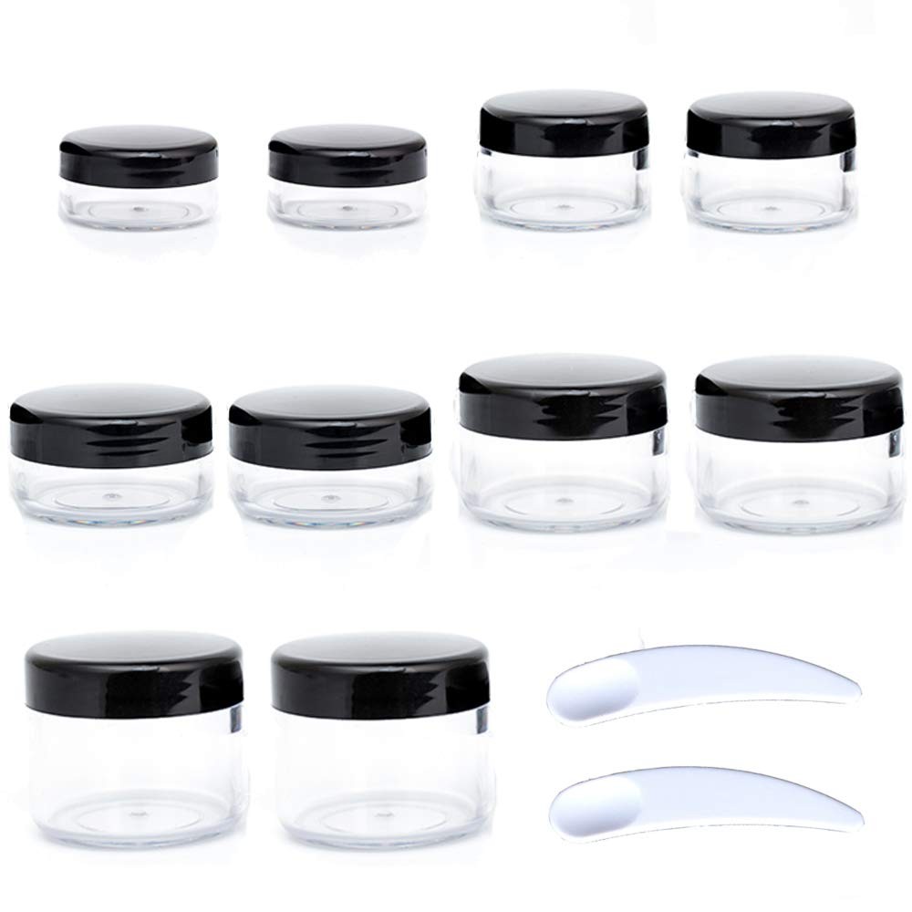 10pcs Small Travel Containers, 3/5/10/15/20 Gram Sample 3/5/10/15/20g, Black