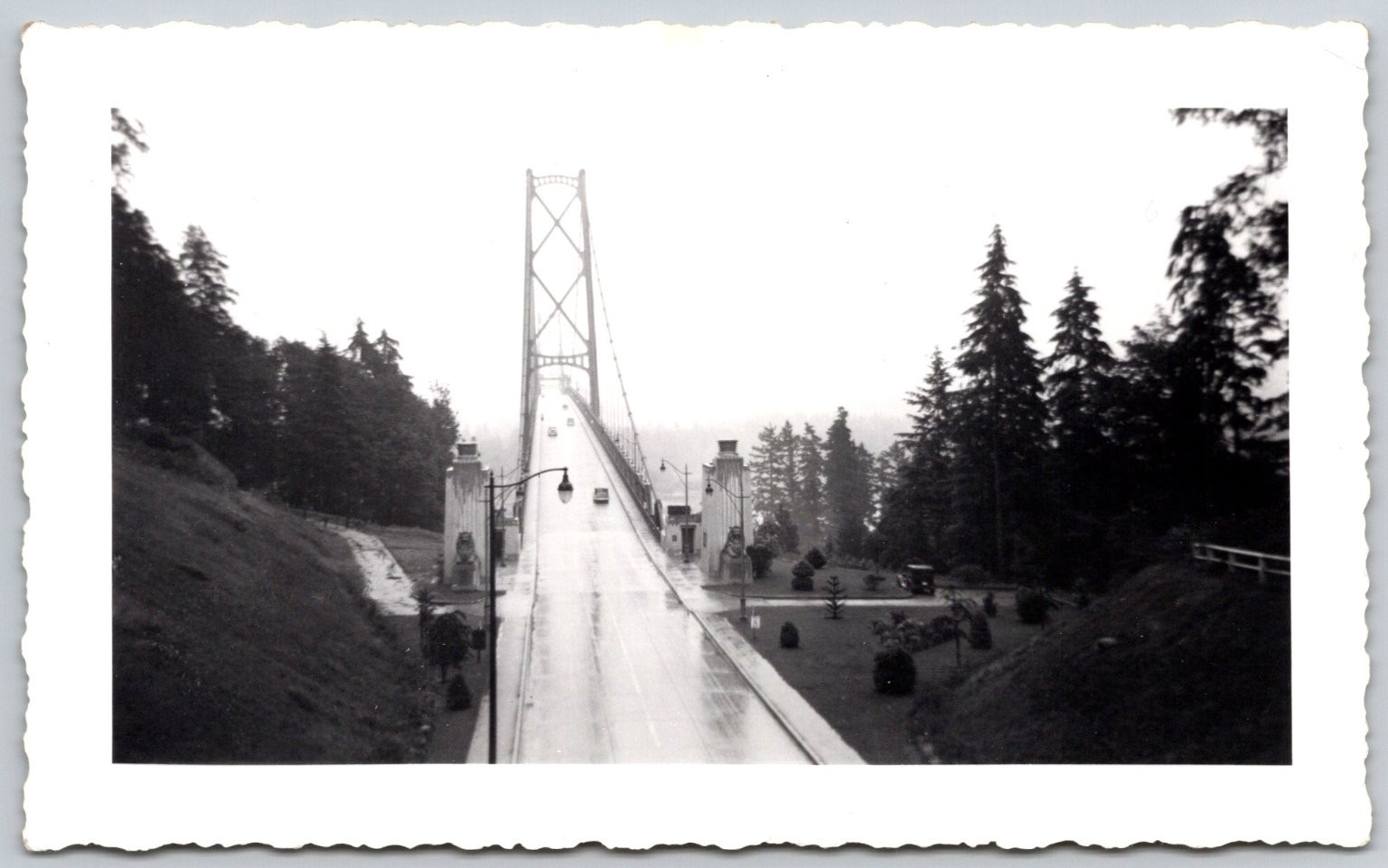 Vintage Black & White Photo Lions Gate Bridge Vancouver 1934