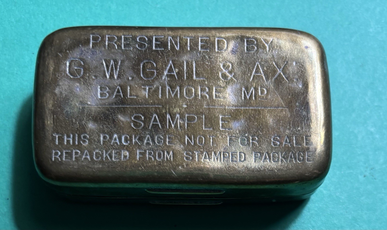 RARE Early 1900's Vintage Gail and Ax Tobacco Works Flat Tin SAMPLE