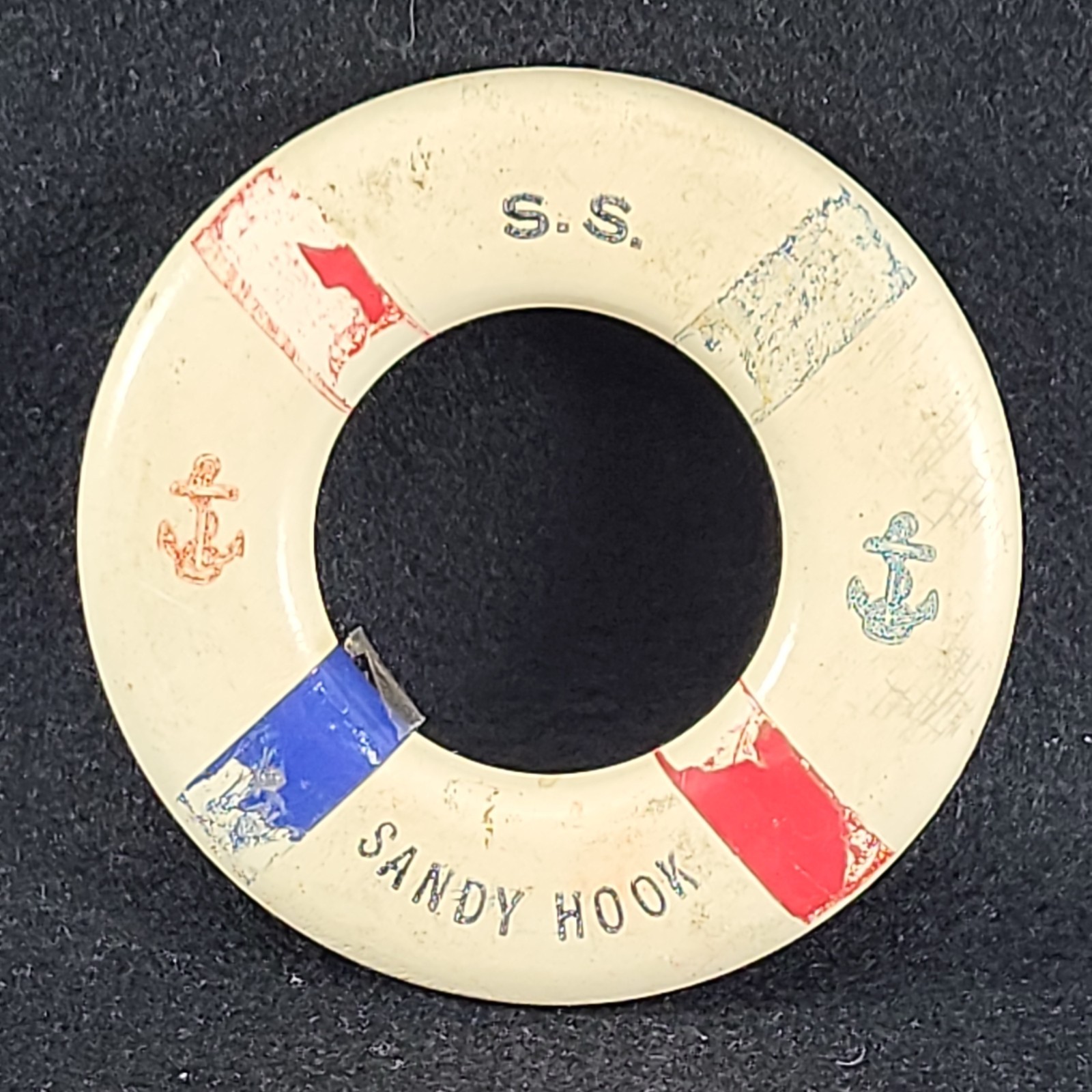 Vintage SS Sandy Hook Souvenir Wood Life Ring 4\