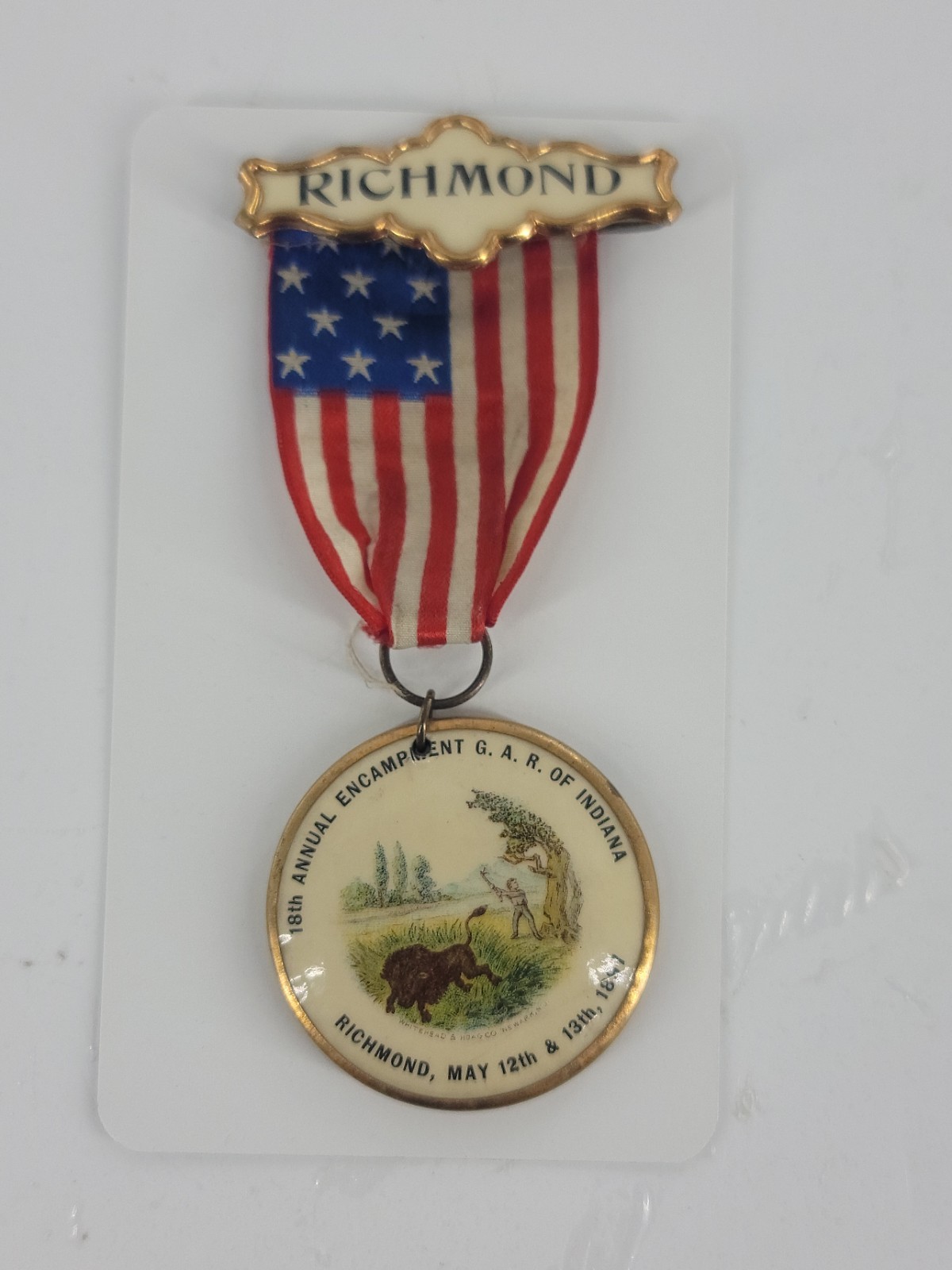 18th Annual Encampment GAR of Richmond, Indiana 1897 Medal Badge