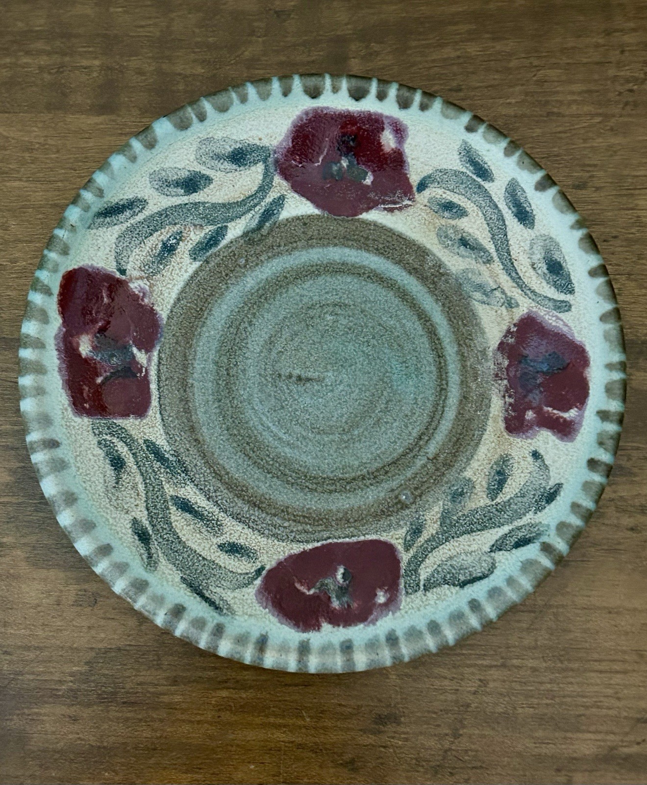 Jan Myers Studio Art Pottery Floral Plate 1995 Signed Hand Painted Flowers 5.75
