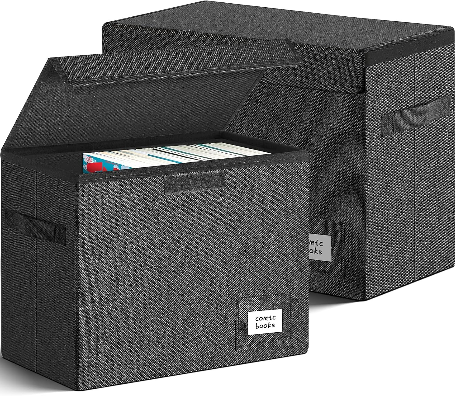 2 Pack Collapsible Comic Book Storage Box Black 15.5