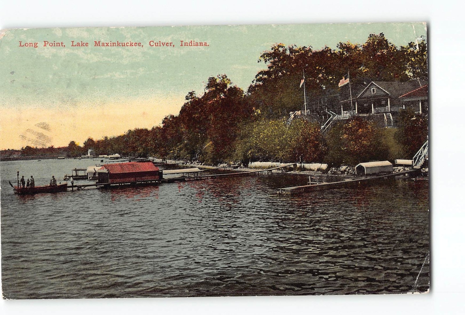 Culver Indiana IN Postcard 1907-1915 Long Point Lake Maxinkuckee
