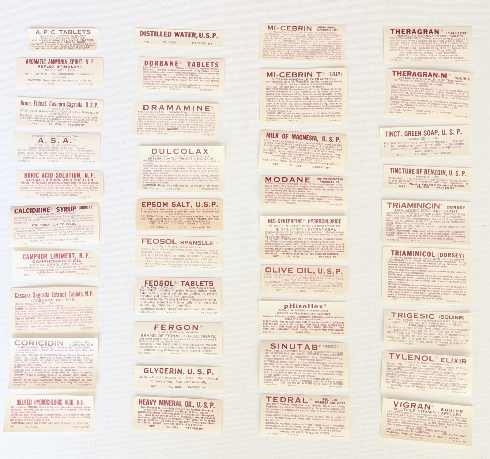 Vintage Pharmacy Apothecary Bottle Labels NOS 1950-60\'s (Lot of 38 as pictured) Vintage Pharmacy Apothecary Bottle Labels NOS 1950-60\'s (Lot of 38 as pictured)