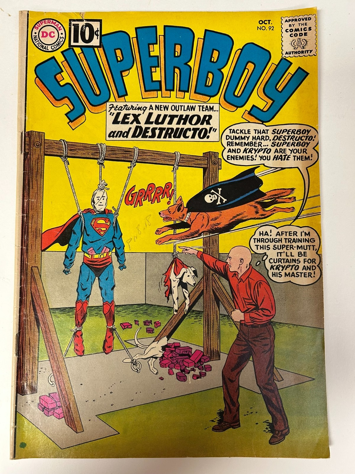 Superboy - Lex Luthor & Destructo - 1961 #92 - DC- 10 Cents Vintage Comic Book
