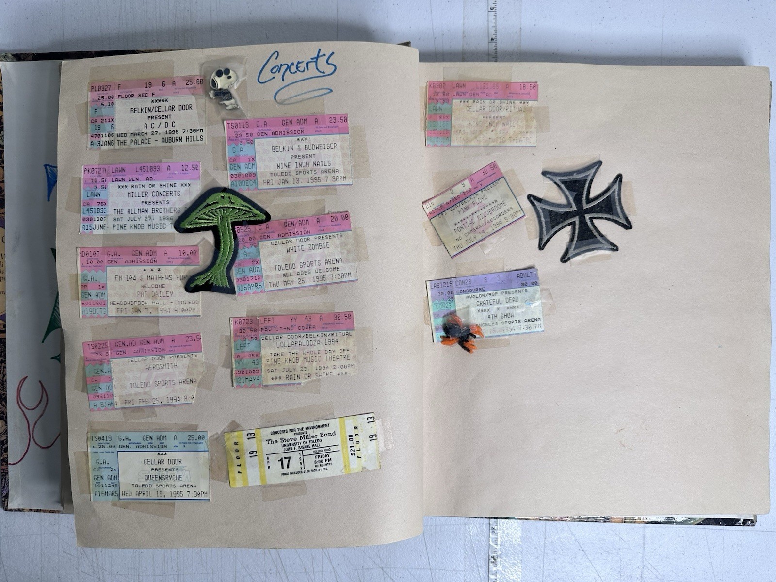 Vintage 90s Rock Memorabilia Scrapbook Nine Inch Nails Pink Floyd AC/DC Tickets