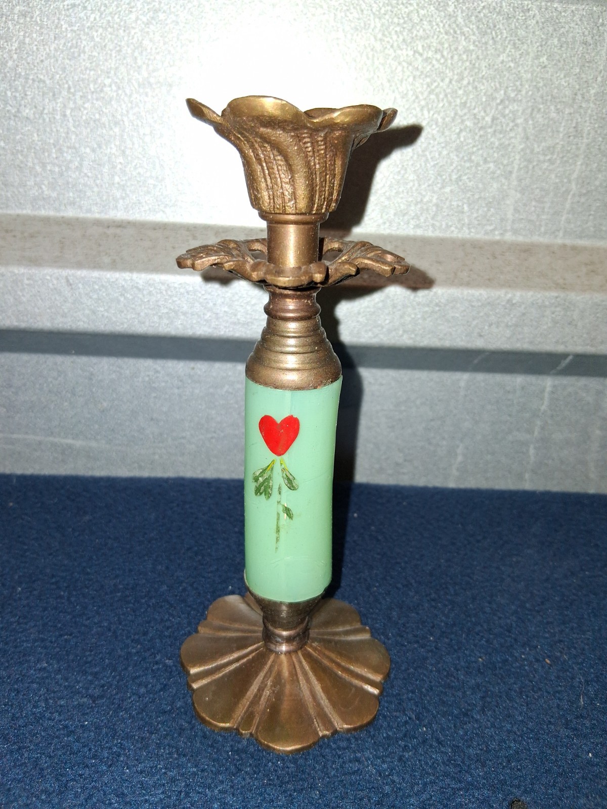 Vintage Heavy Brass And Glass Candlestick Holders 6 1/4 Vintage Heavy Brass And Glass Candlestick Holders 6 1/4