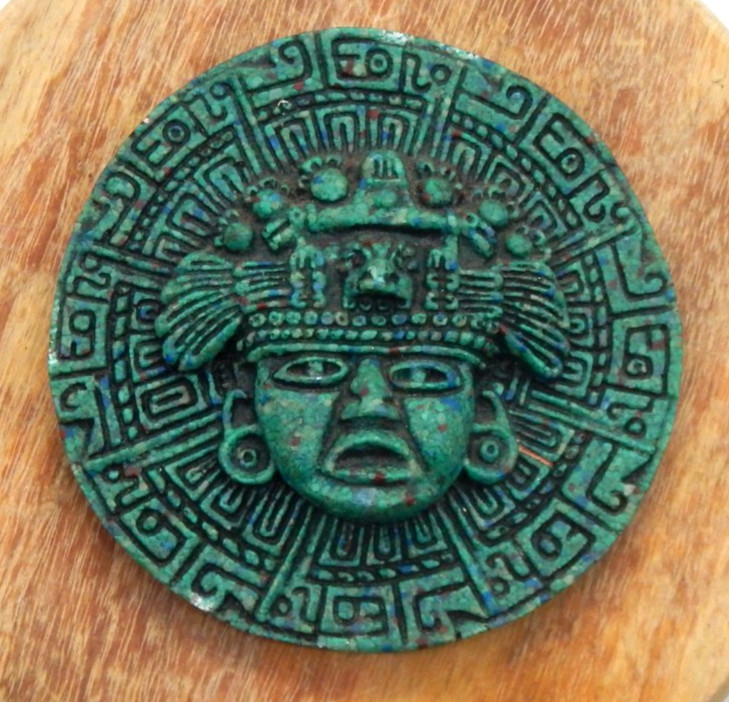 Vintage MCM Mayan Aztec Crushed Green Malachite 3D 5\