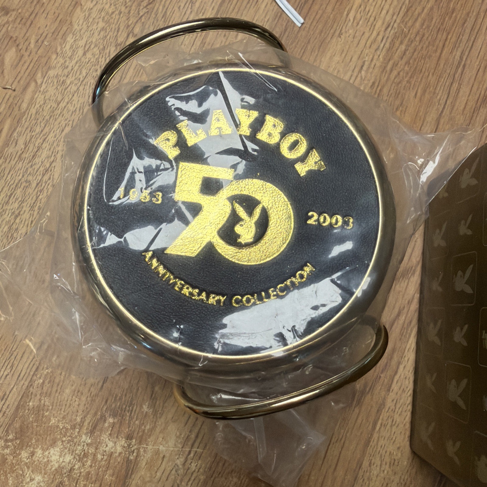 Vtg Playboy Bunny Leather Coasters with Chrome Rack Set of 6 w/Holder