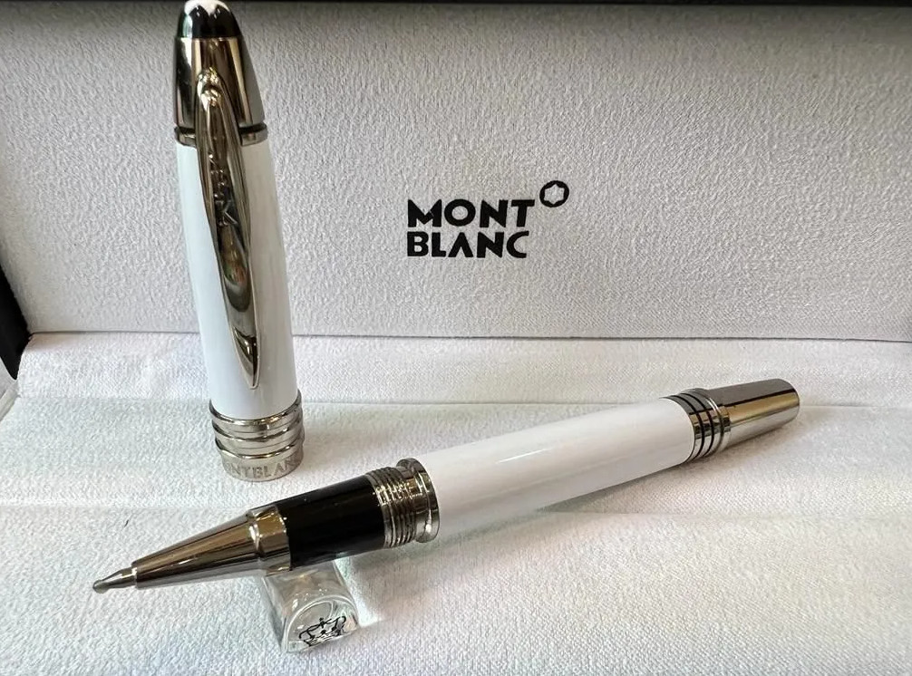 New Luxury Montblanc JFK Special Edition Rollerball Pen White Silver Writing Box