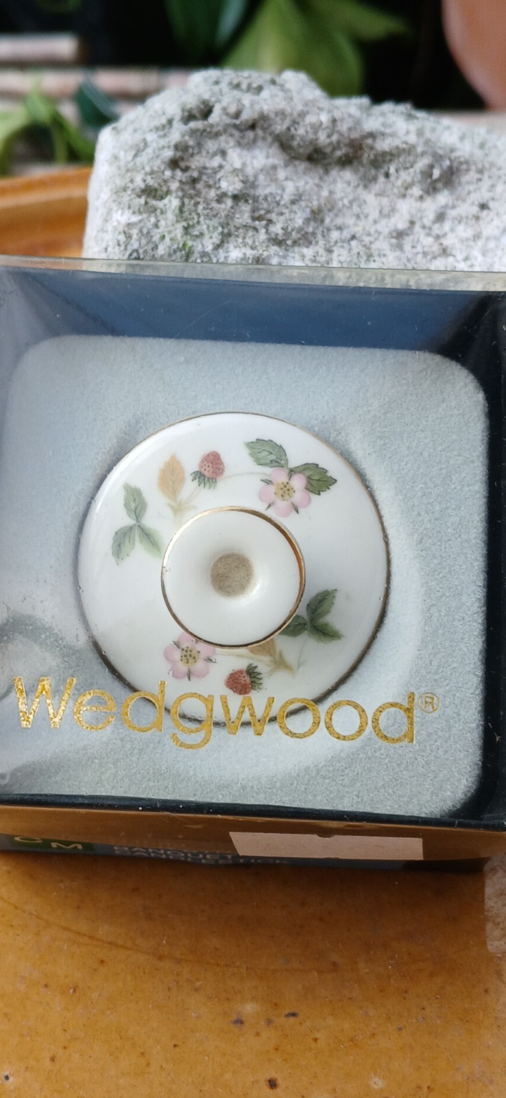 Wedgwood Bone China Minature candlestick wild strawberry Wedgwood Bone China Minature candlestick wild strawberry