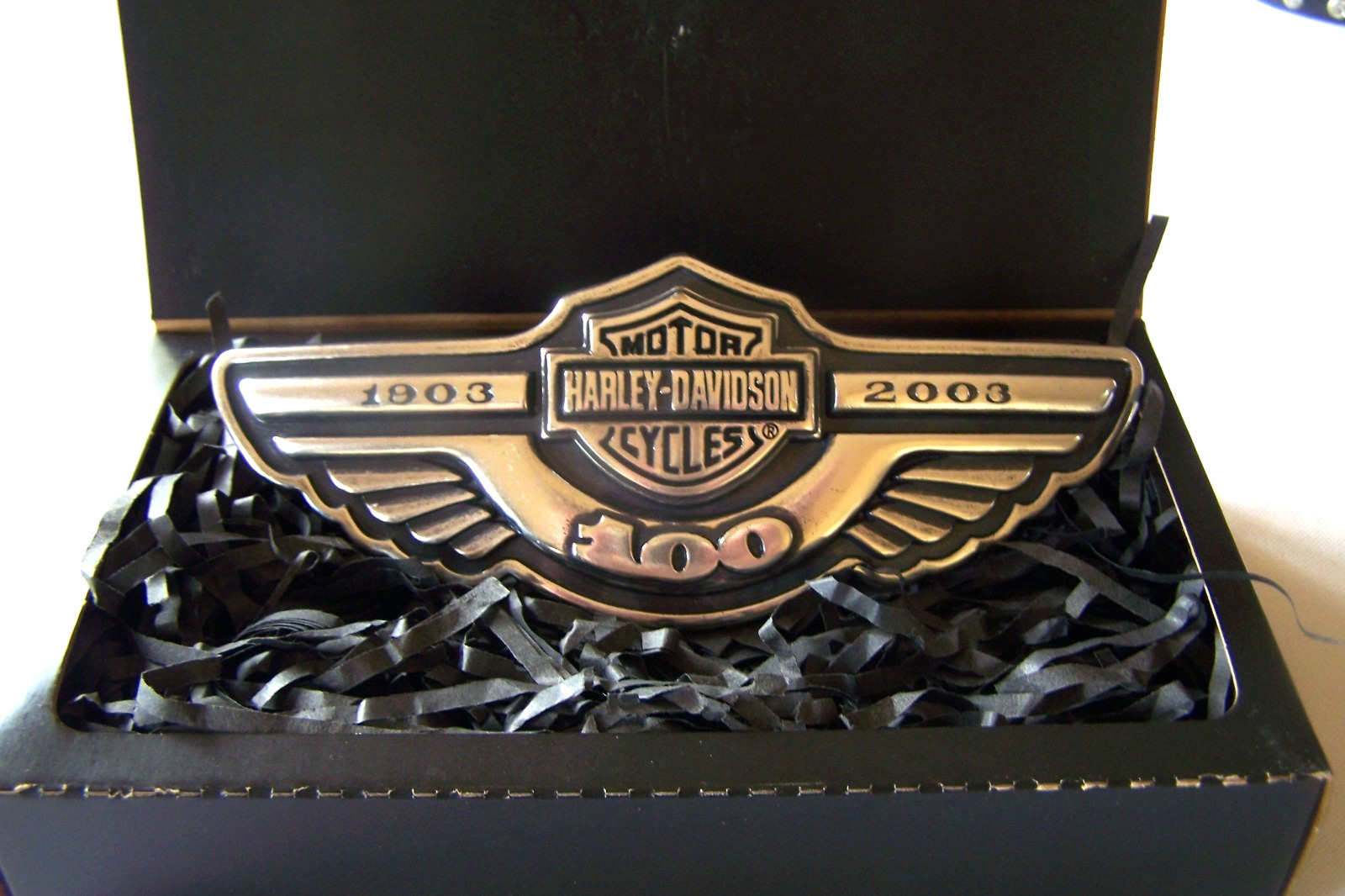 HARLEY-DAVIDSON 1903-2003 100th ANNIVERSARY MOTORCYCLE BELT BUCKLE N.O.S W/BOX
