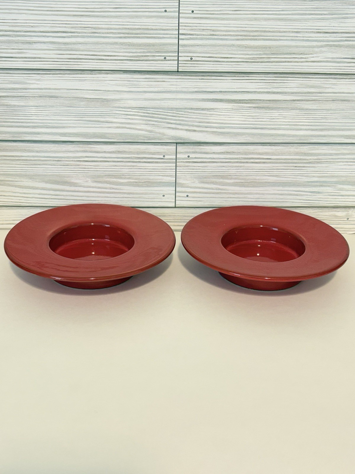 Vintage Mamma Ro Red Candleholders Pair Italian Glazed Terracotta Pottery 1\